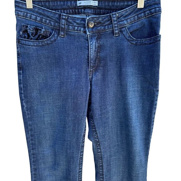 Lee Slender Secret Womens Low Waist Bootcut Black Velvet Pocket Medium Wash Jean - Picture 2 of 8